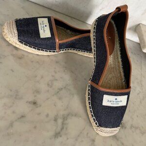 KATE SPADE Lara Denim Jute Leather Tab Espadrille Flat 7